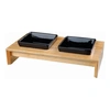 .Tál Kerámia Fa Állványon Kutyának 2x0.4l 39x19x7cm fekete