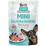 Brit Care Mini alutasakos nedvestáp lazac/hering szószban ivartalanított 85g