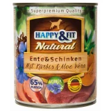 Happy&Fit Natural Dog konzerv kacsa, sonka sütőtökkel és aloe verával 800g