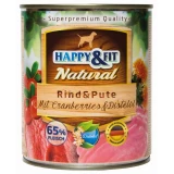 Happy&Fit Natural Dog konzerv marha, pulyka áfonyával és sáfrányolajjal 800g
