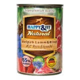 Happy&Fit Natural Dog konzerv junior bárány, marha rizzsel és lenmagolajjal 400g