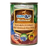 Happy&Fit Natural Dog konzerv kacsa, sonka sütőtökkel és aloe verával 400g