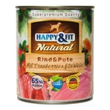 Happy&Fit Natural Dog konzerv marha, pulyka áfonyával és sáfrányolajjal 800g