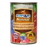 Happy&Fit Natural Dog konzerv senior bárány, marha zabliszttel és lenmagolajjal 400g