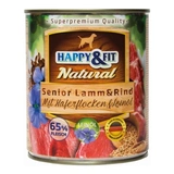 Happy&Fit Natural Dog konzerv senior bárány, marha zabliszttel és lenmagolajjal 800g