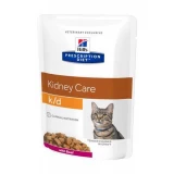 Hills Pescription Diet  Feline K/D Pouch Beef 12x85g - krónikus vese- és szívelégtelenség; urát