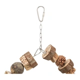 Játék Madárnak, Lengő karika, fa és fenyőtoboz, 18cm