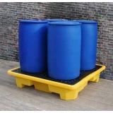 Jonesco műanyag kármentő 4 hordó részére alacsony fekete, rakásolható, 249L (146 x 146 x 30,5 cm)