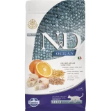 N&D Cat Ocean tőkehal, tönköly, zab&narancs adult 1,5kg