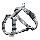 Trixie Hám Reflect Fényvisszaverő Tappancsos Szürke/Fekete M-L 50-75cm/25mm