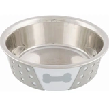 Trixie szilikonnal bevont fém tál 0,4l/14cm fehér/szürke
