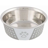 Trixie szilikonnal bevont fém tál 0,75l/17cm fehér/szürke