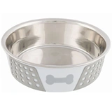 Trixie szilikonnal bevont fém tál 1,4l/21cm fehér/szürke