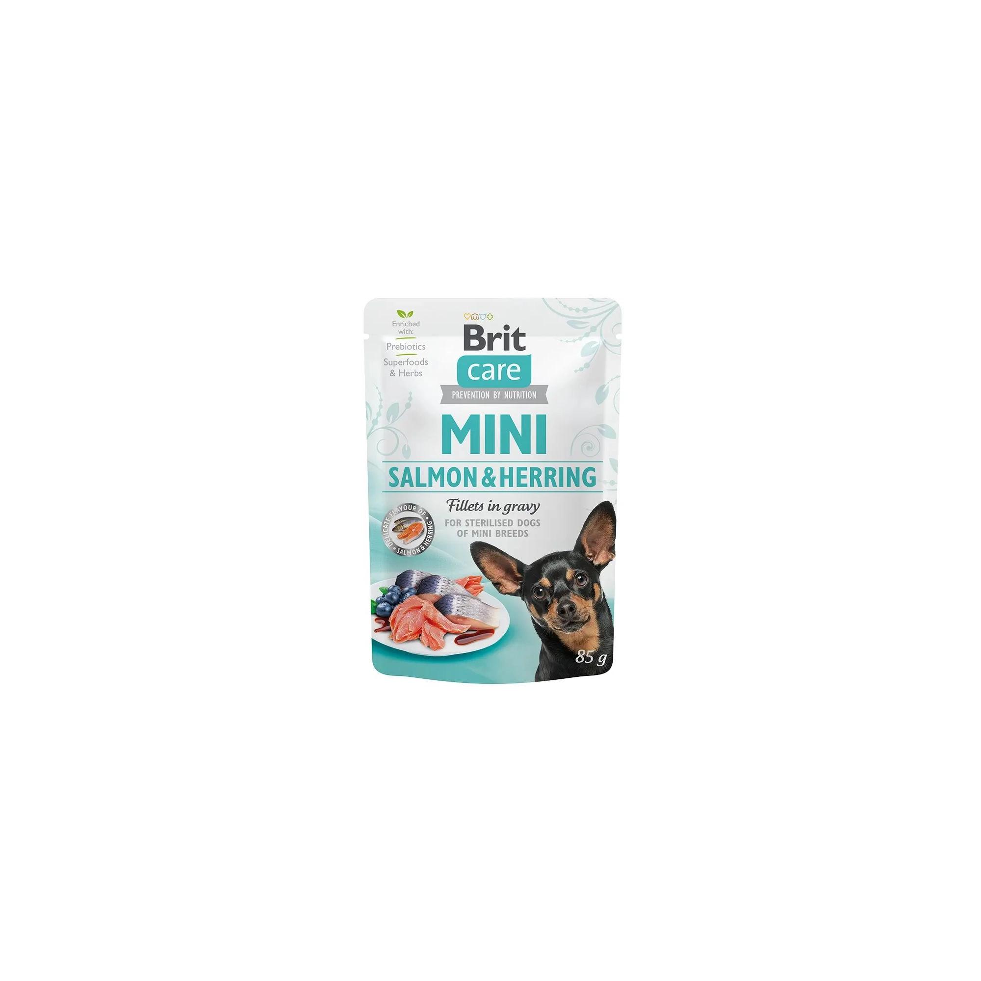Brit Care Mini alutasakos nedvestáp lazac/hering szószban ivartalanított 85g