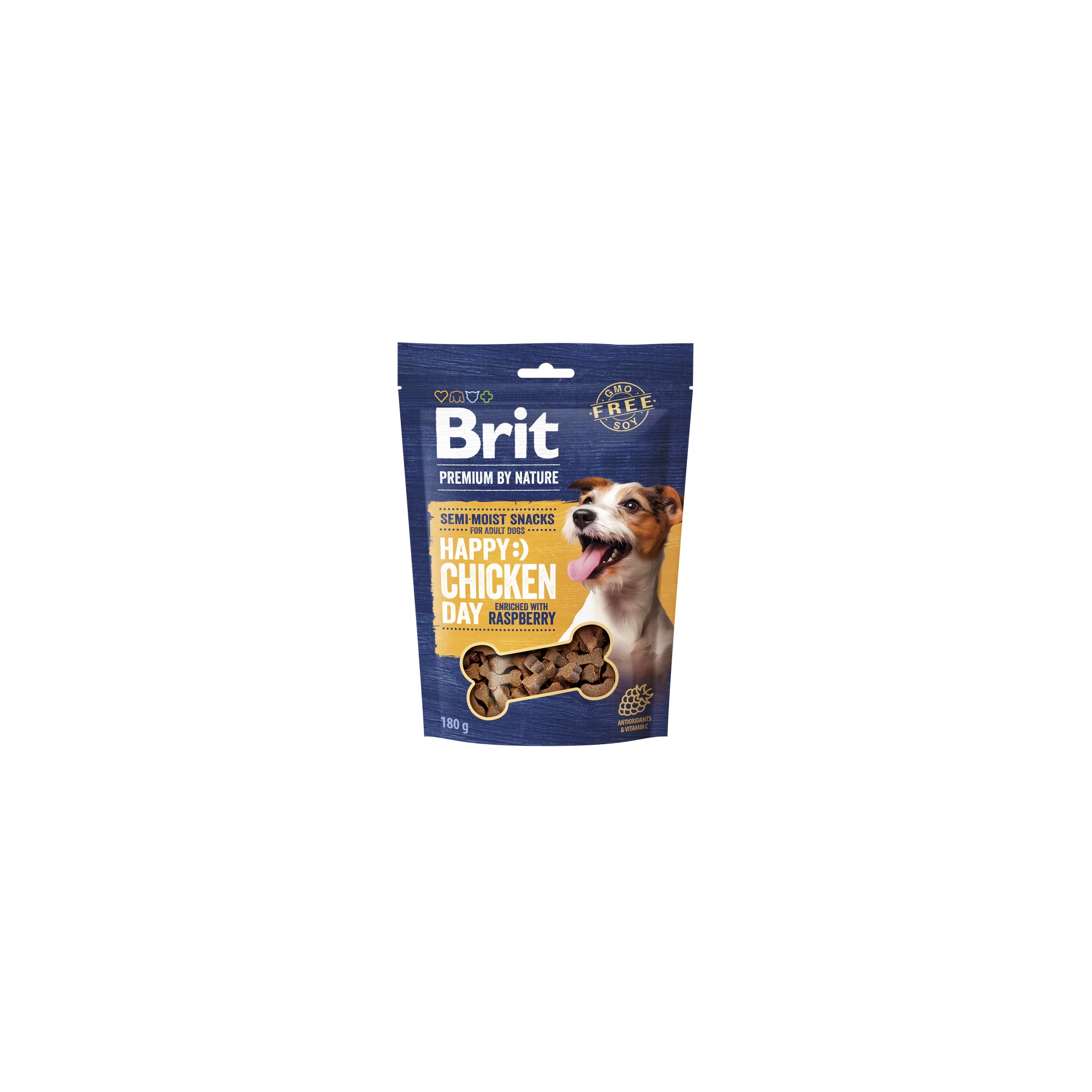 Brit Premium Happy Day Semi-Moist Snack Chicken, Raspberry - csirke málnával 10x180g