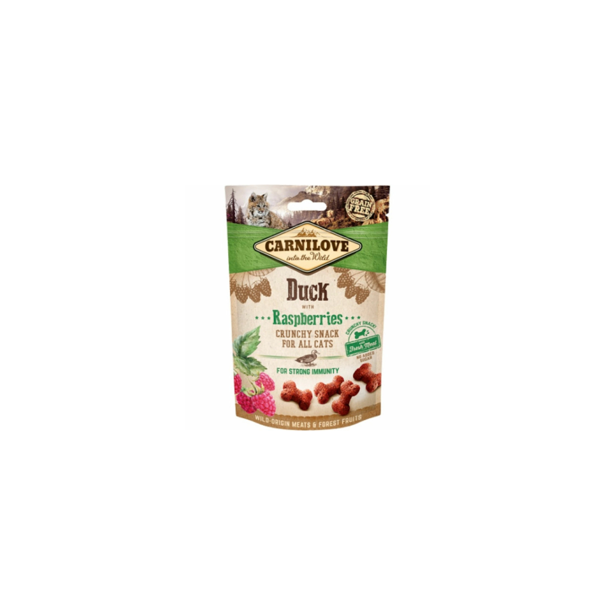 Carnilove Cat Jutalomfalat Crunchy Duck&raspberries - Kacsahús málnával 50g