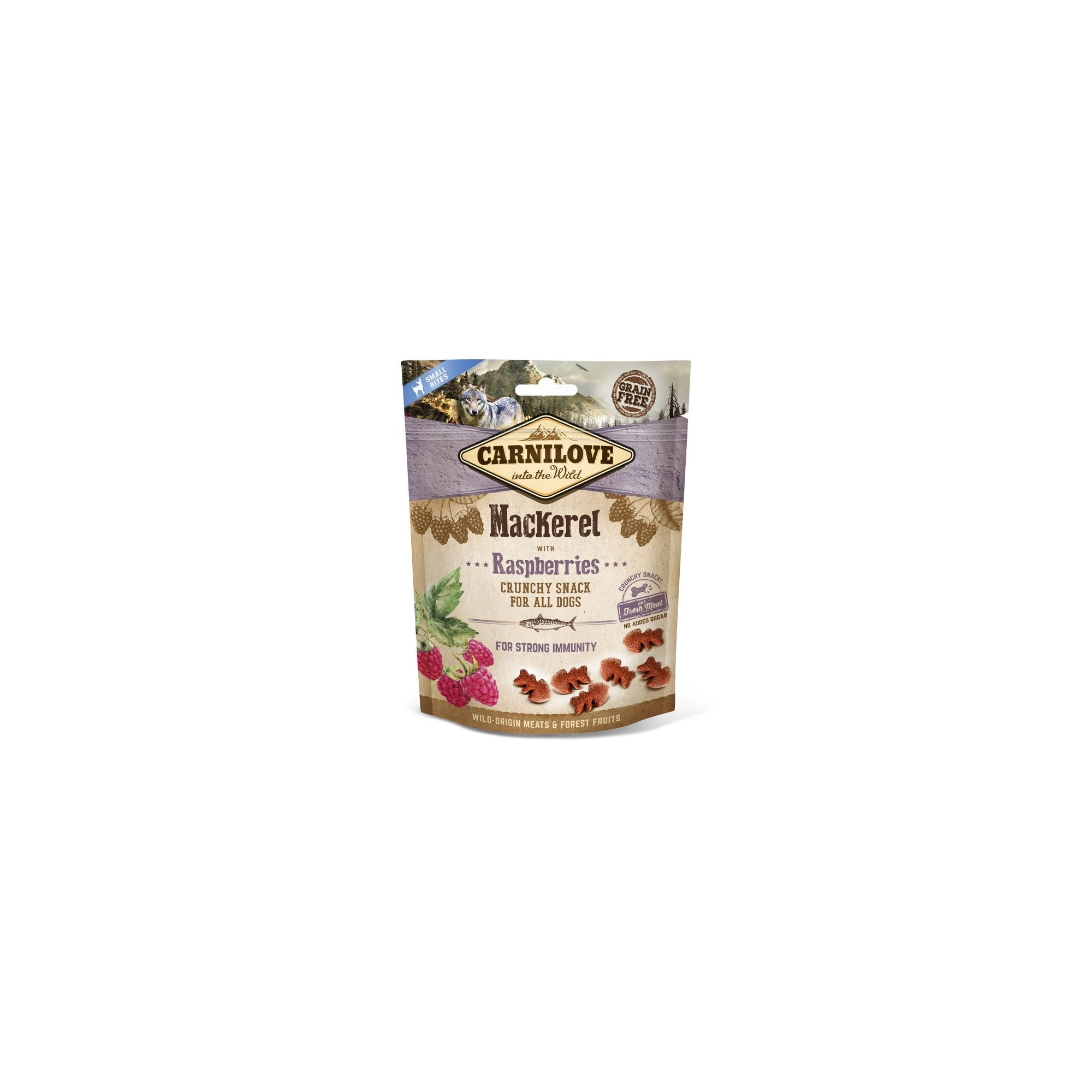 Carnilove Dog Jutalomfalat Crunchy Mackerel&raspberries - Makréla málnával 200g
