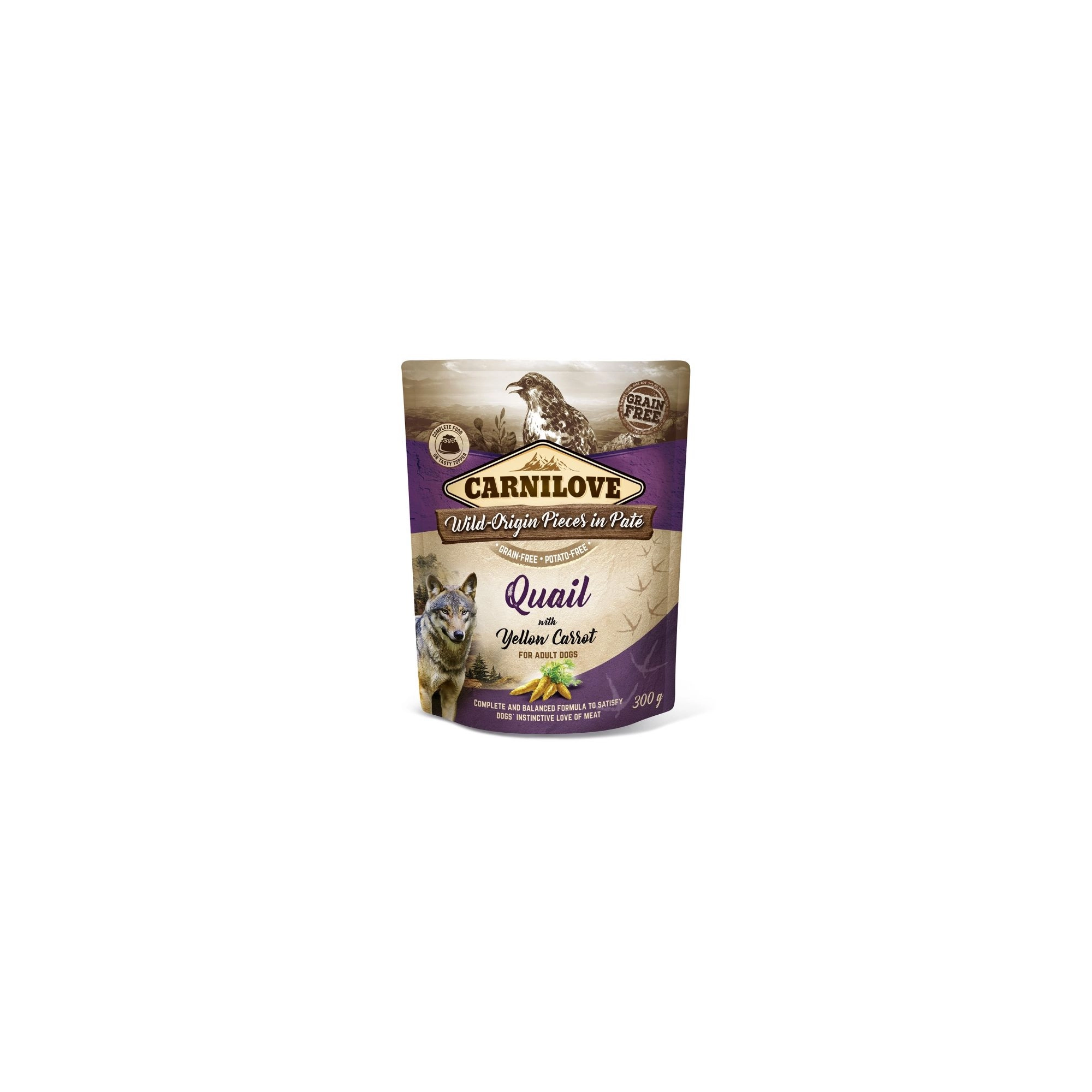 Carnilove Dog tasakos Paté Quail with Yellow Carrot - Fürj sárgarépával 300g HU