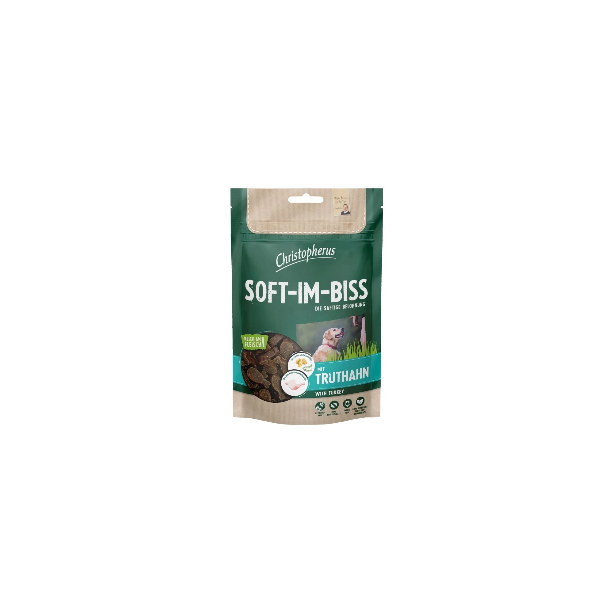 Christopherus Dog Jutalomfalat Grain Free Soft-Im-Biss Pulyka 125g