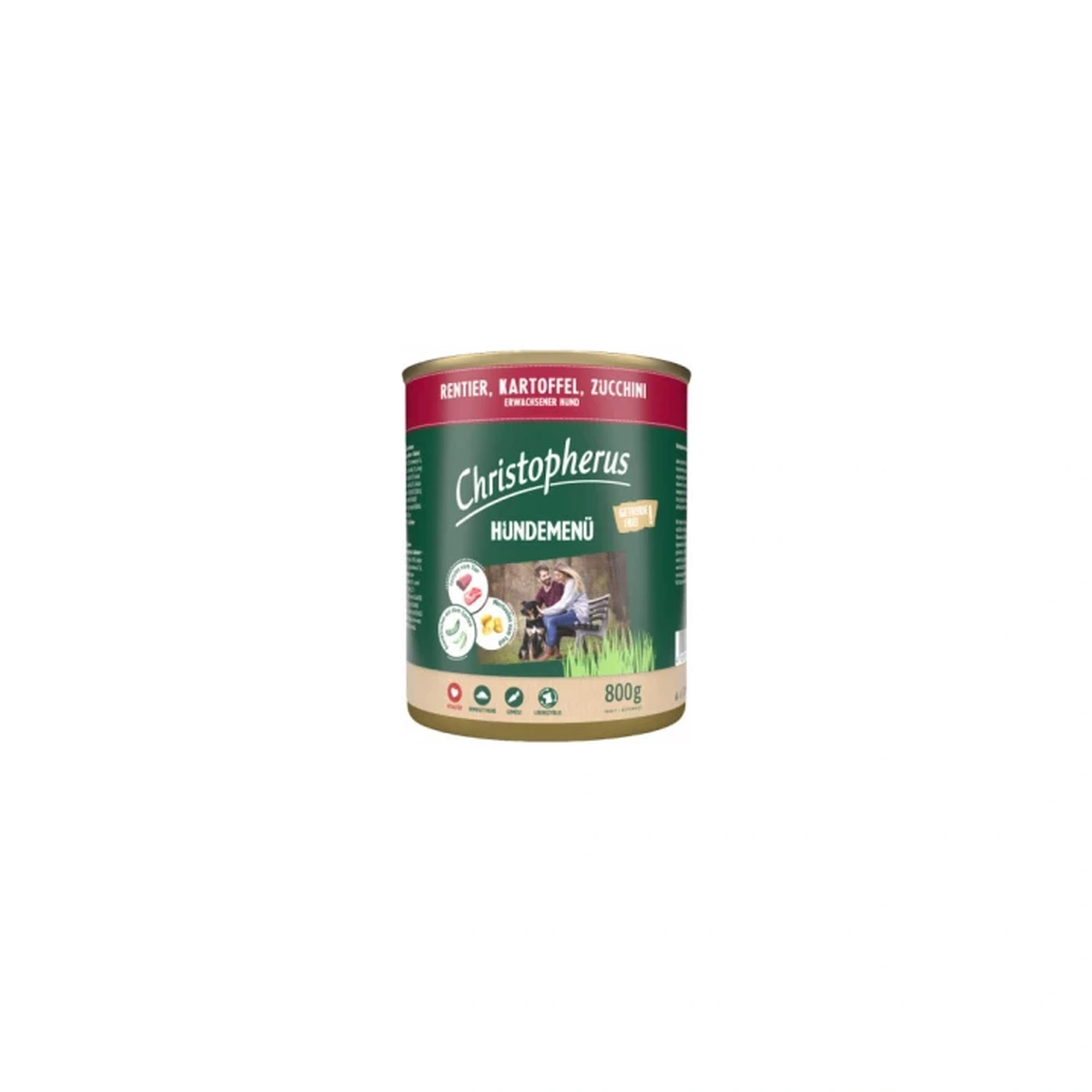 Christopherus Dog konzerv menü rénszarvas, burgonya, cukkini 800g