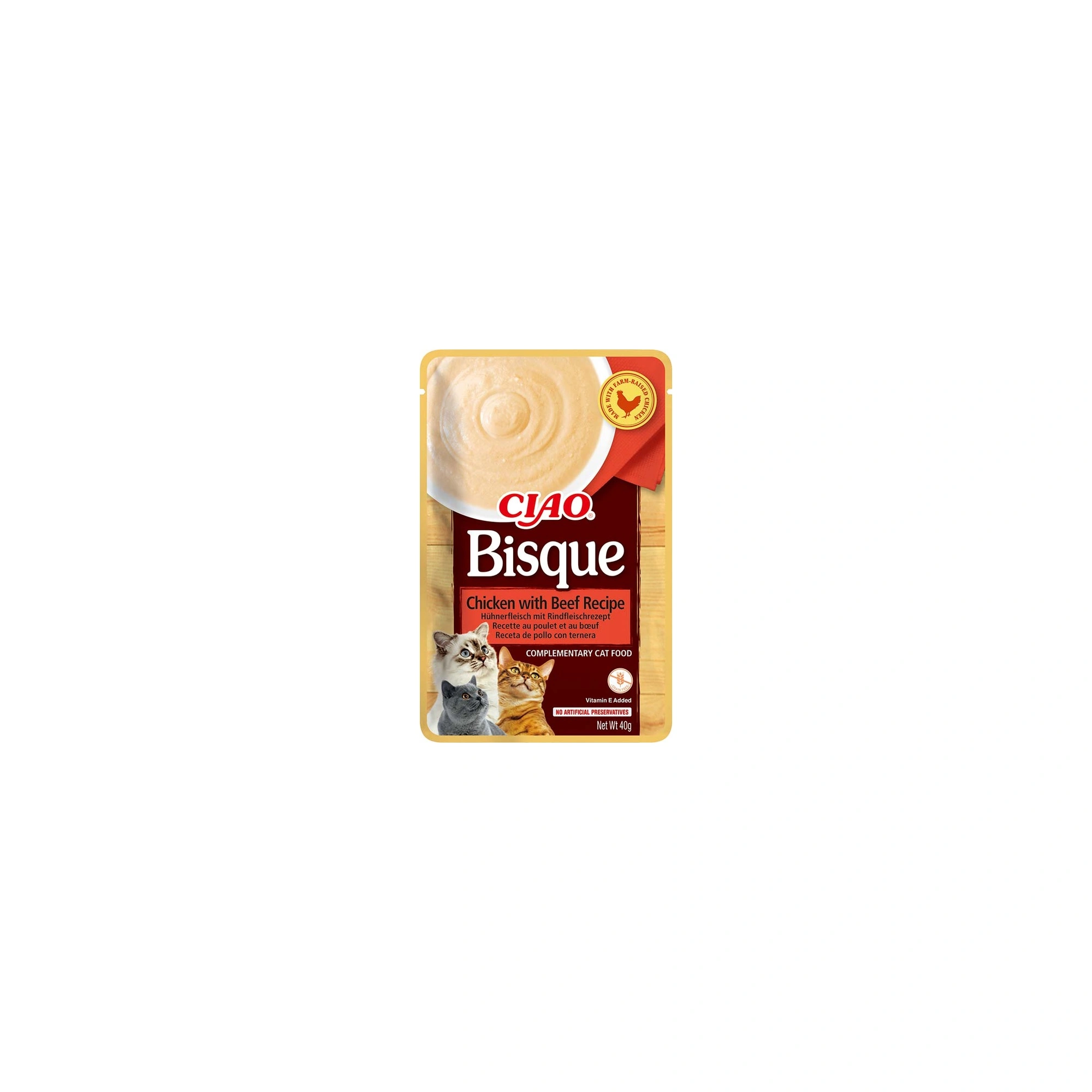 Ciao Bisque Macska Krémleves Csirkével és Marhával 40g