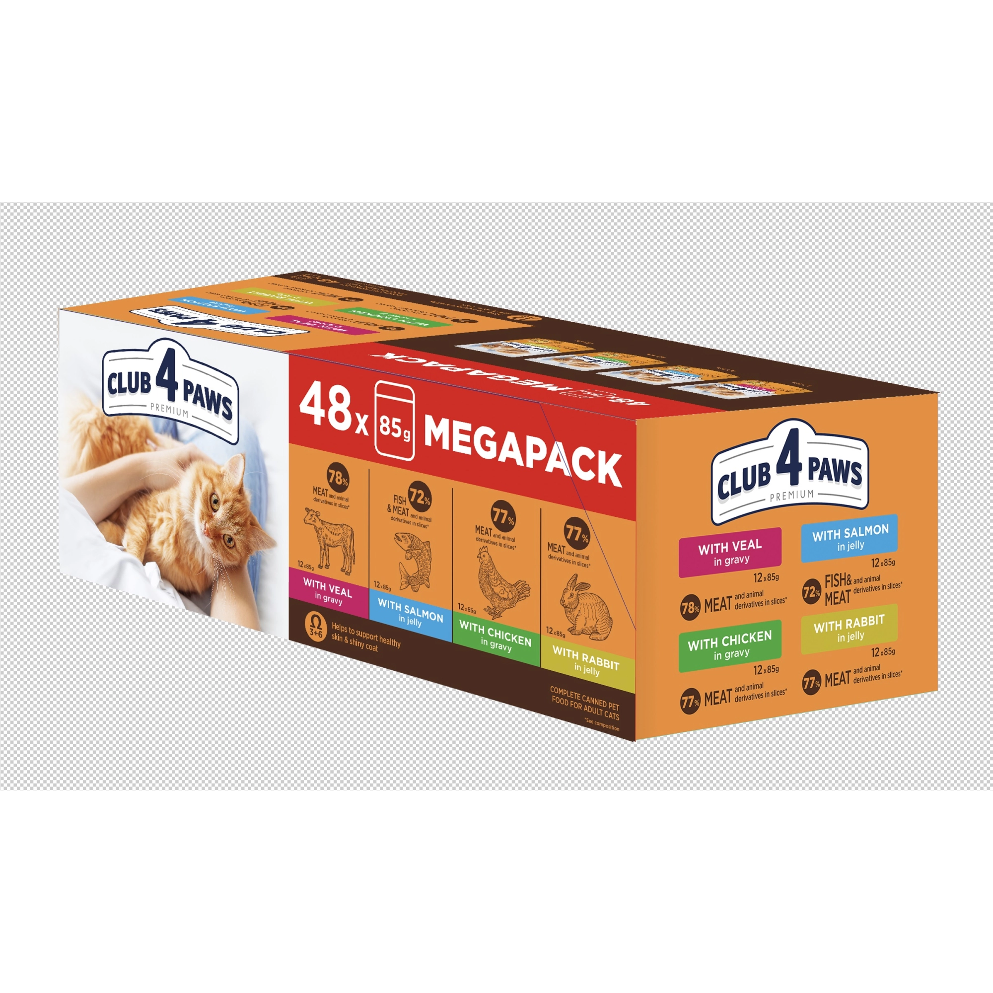 Club 4 Paws Premium Alutasakos Macskaeledel Multipack 48*85g