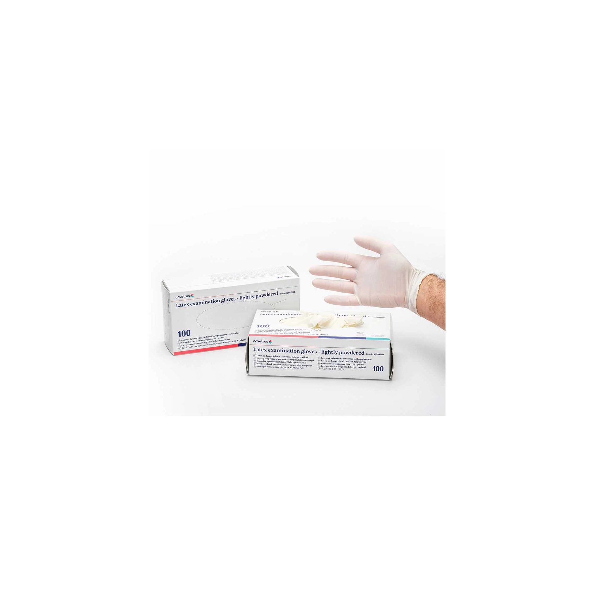 Enyhén púderezett latex vizsgálati kesztyű, L, fehér, 100 db