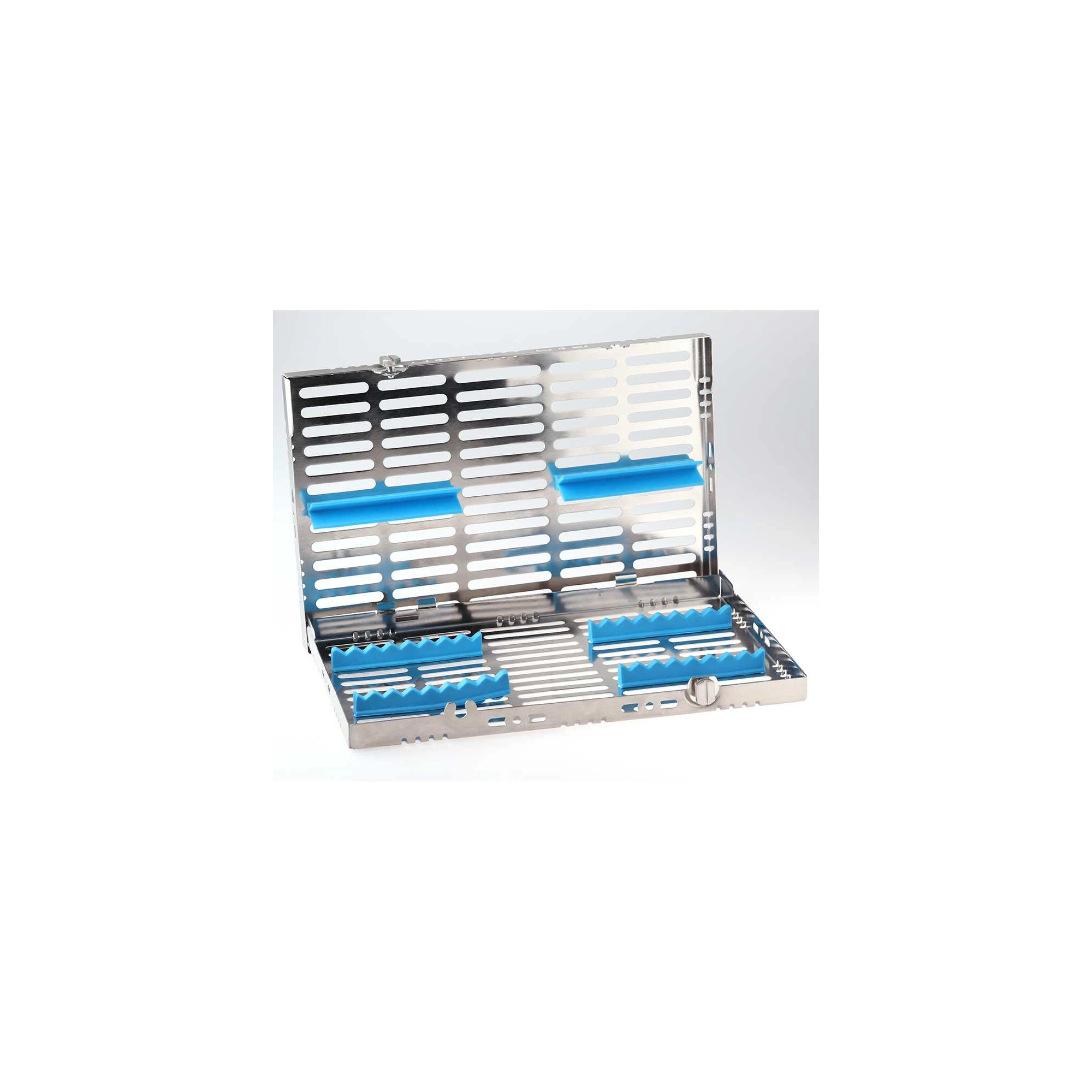 Műszerkazetta 16 műszer, 6 szilikon sínnel, 28 x 18 x 3,5 cm