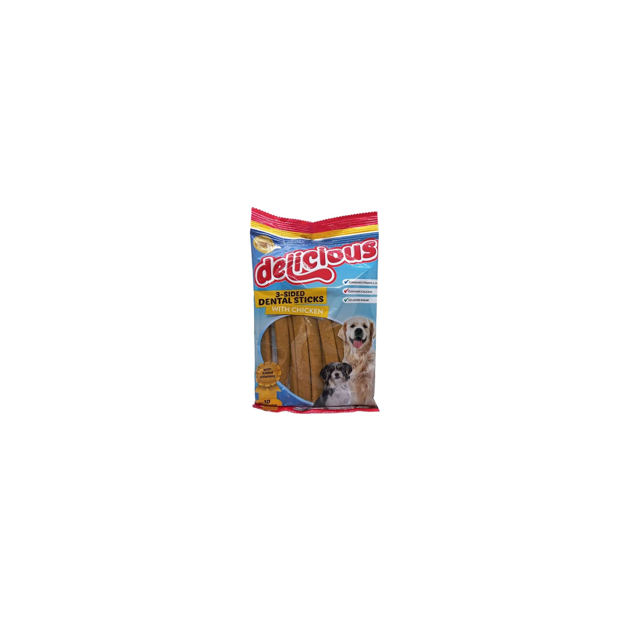 Delicious Jutalomfalat Kutyáknak 3 Sided Dental Sticks Chicken 200g