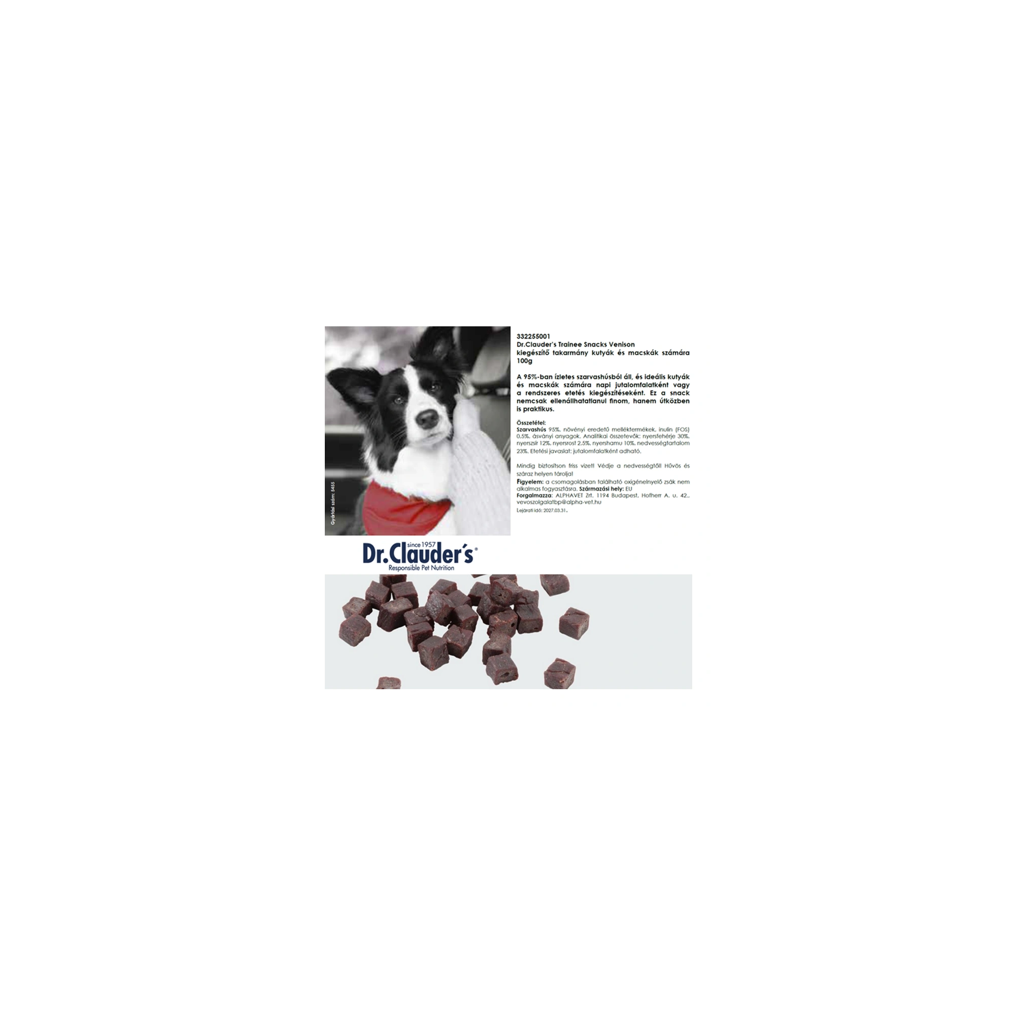 Dr.Clauders Dog Jutalomfalat Trainee snack szarvashús 100g