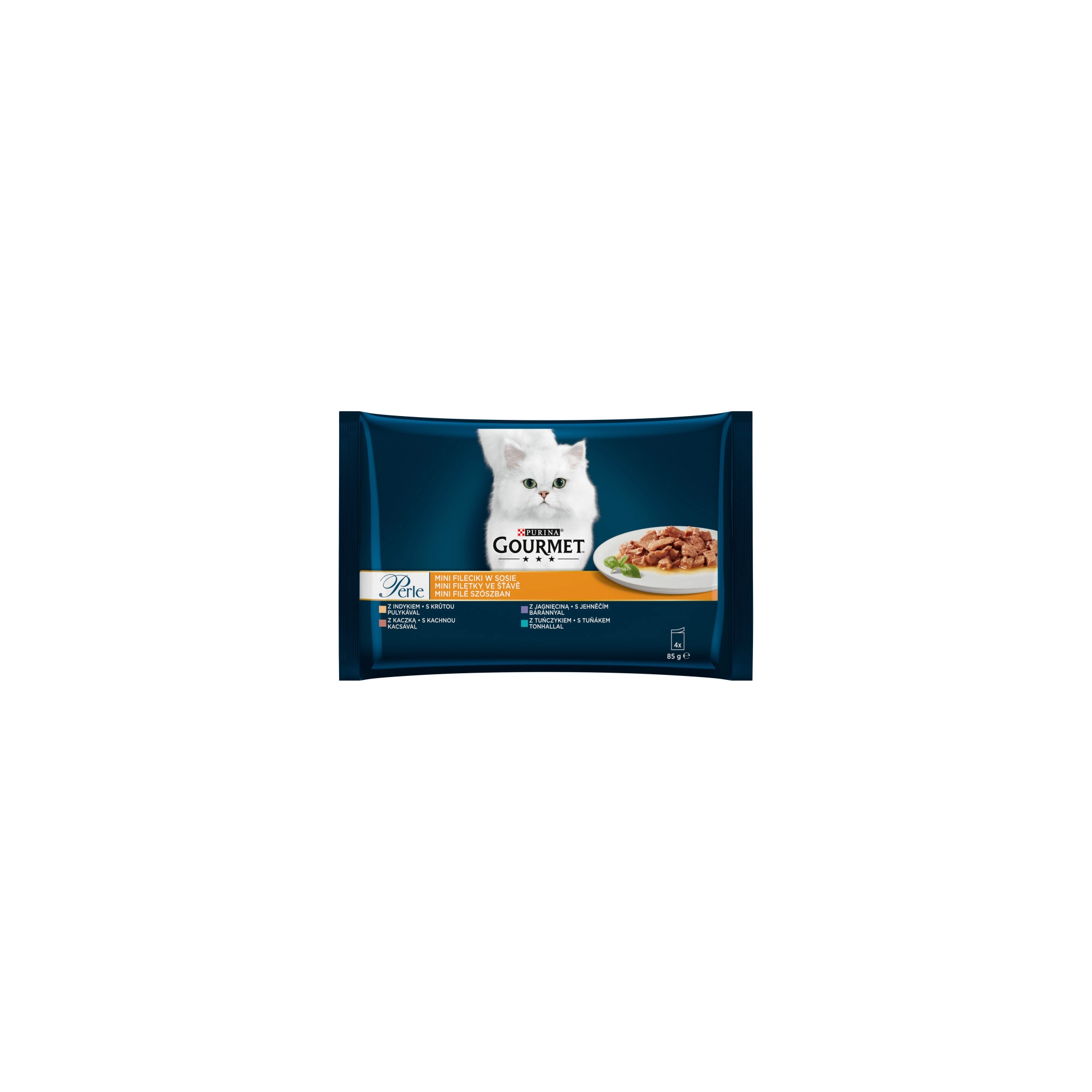Gourmet Perle Mini filé szószban pulyka/tonhal/kacsa/bárány 4x85g Multipack