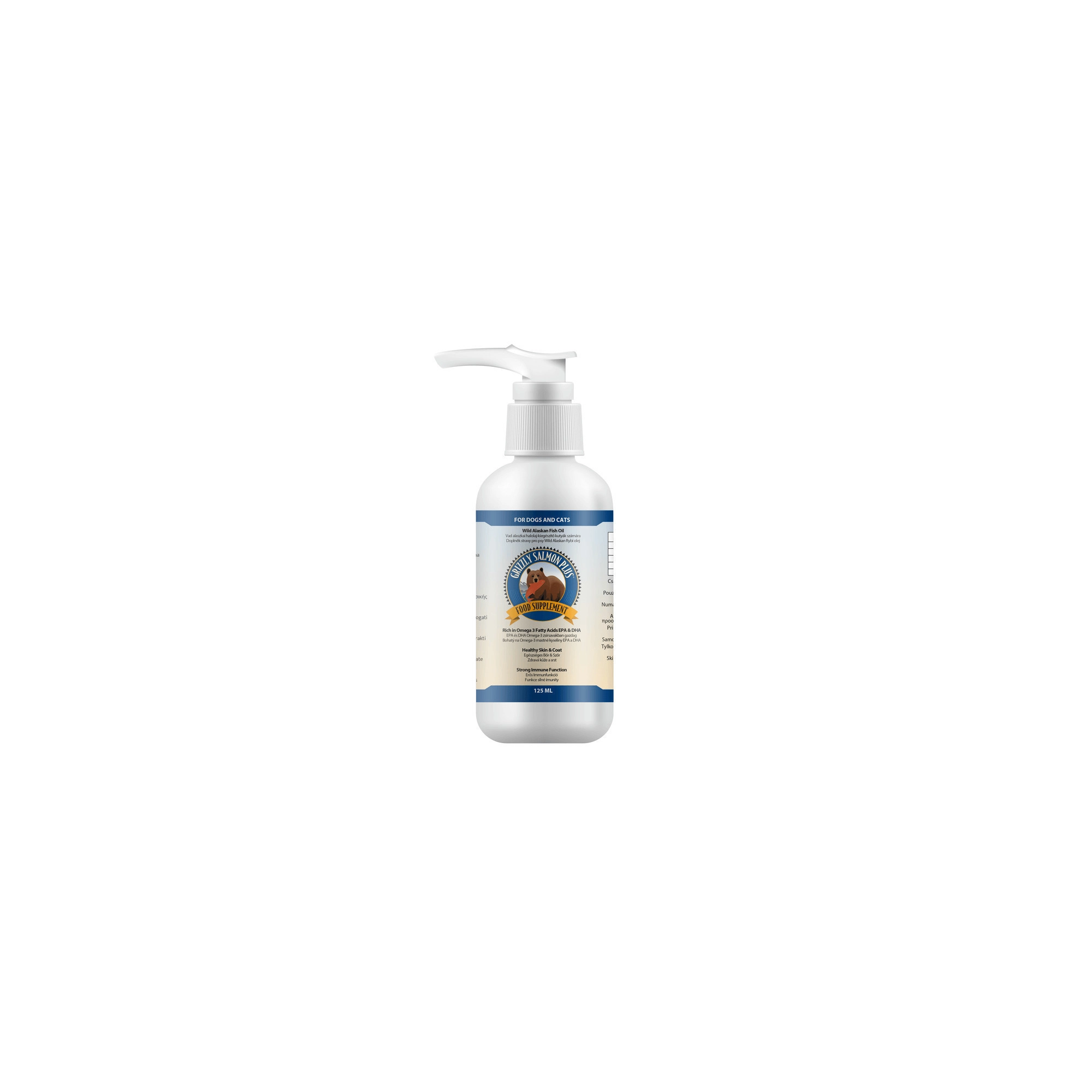 Grizzly Plus Lazac- és Tőkehalolaj 125ml Kistestű Kutyáknak És Macskáknak