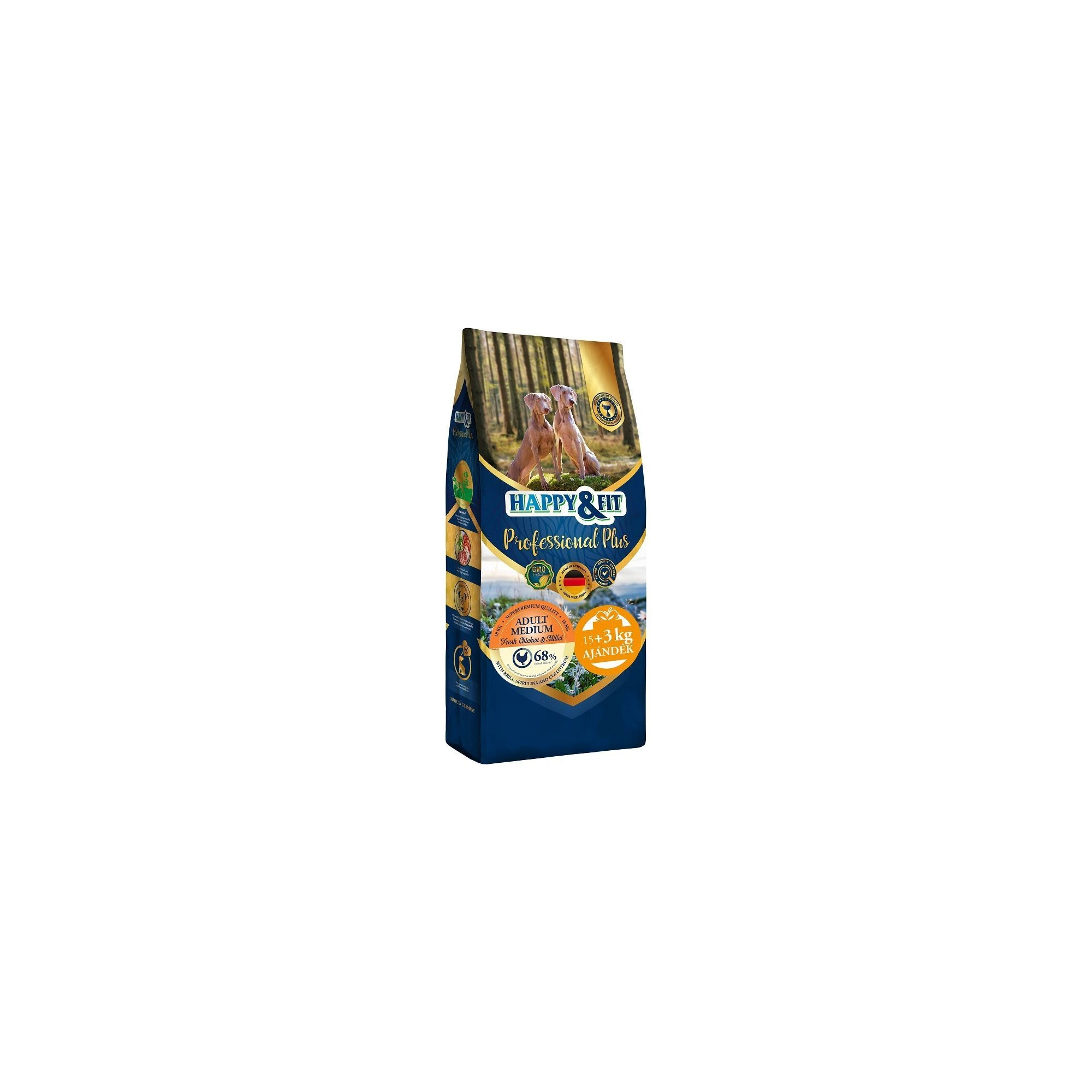 Happy&Fit Professional Plus Adult Medium Fresh Chicken&Millet 18kg (15kg+3kg ajándék)