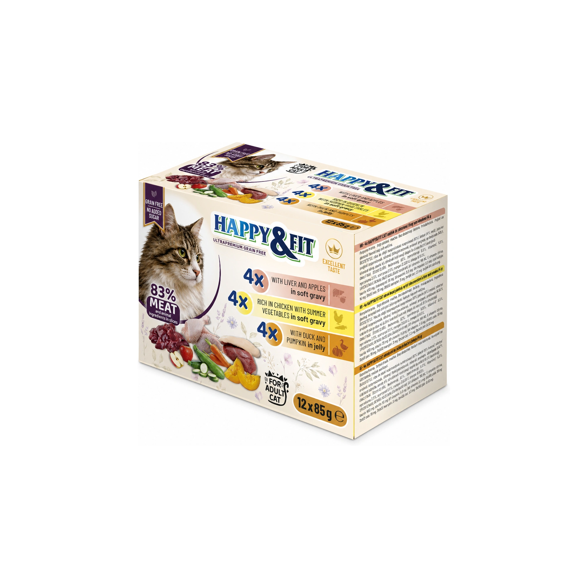 Happy&Fit Cat Adult Grain Free Alutasak Multipack 3 féle ízzel 12x85g