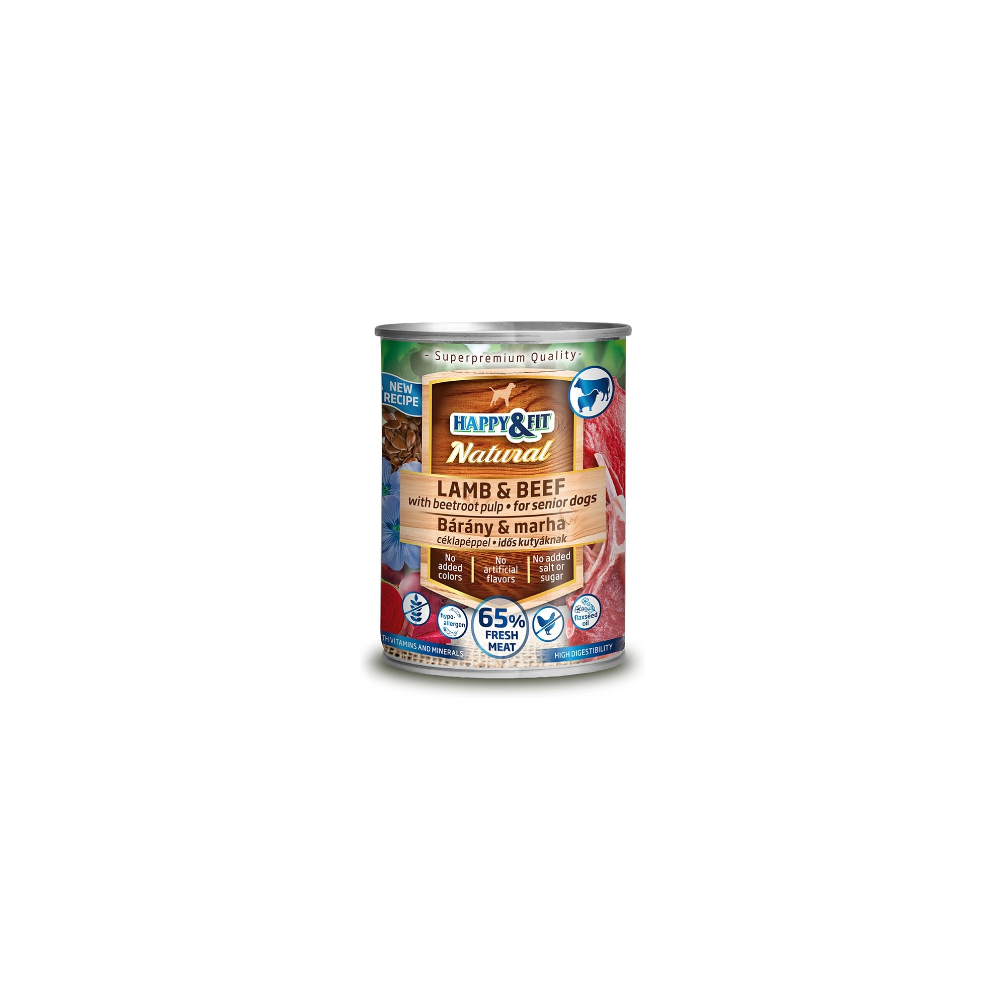 Happy&Fit Natural Dog Konzerv Senior Bárány&Marha céklapéppel 400g