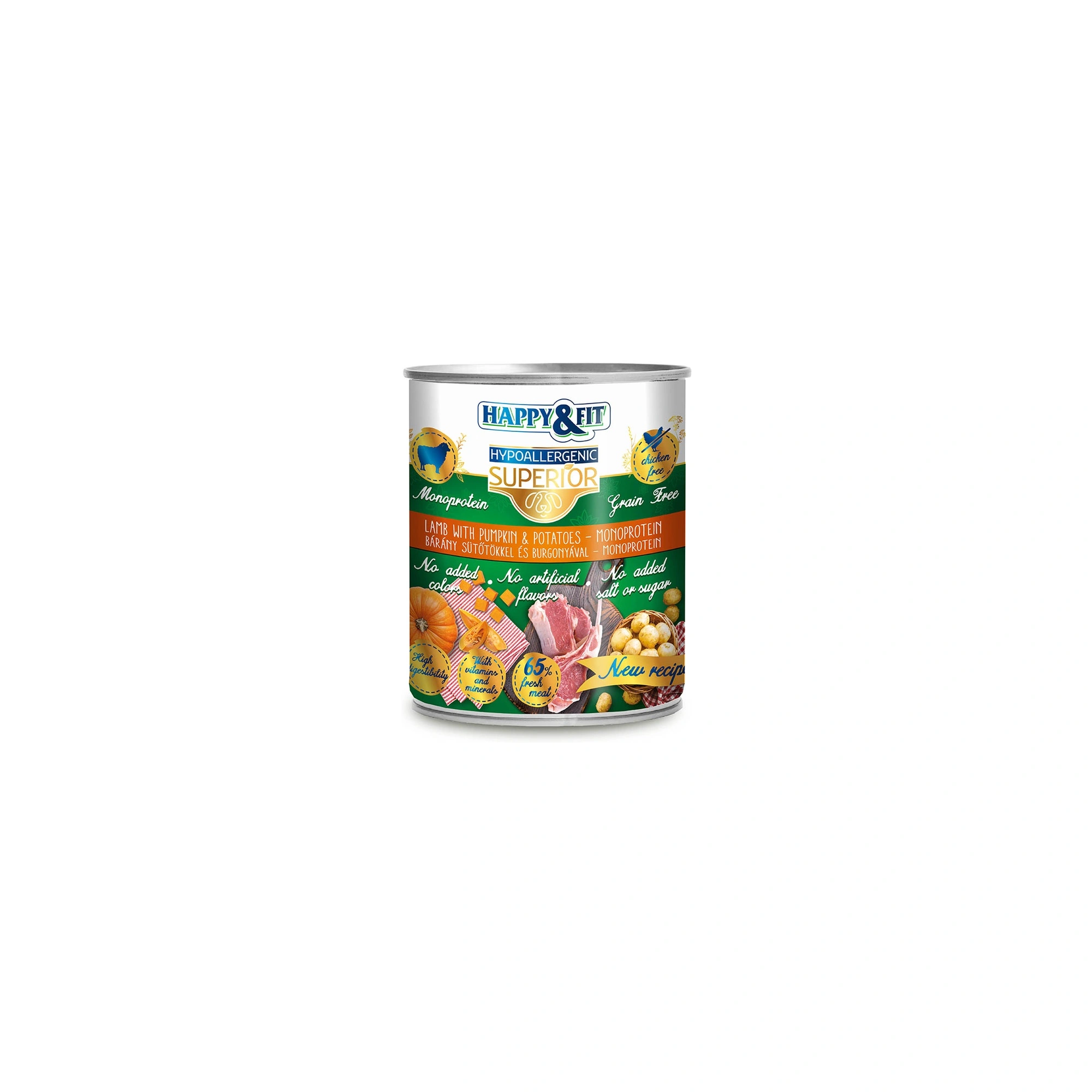 Happy&Fit Superior Dog Monoprotein Konzerv Bárányhús sütőtökkel 800g