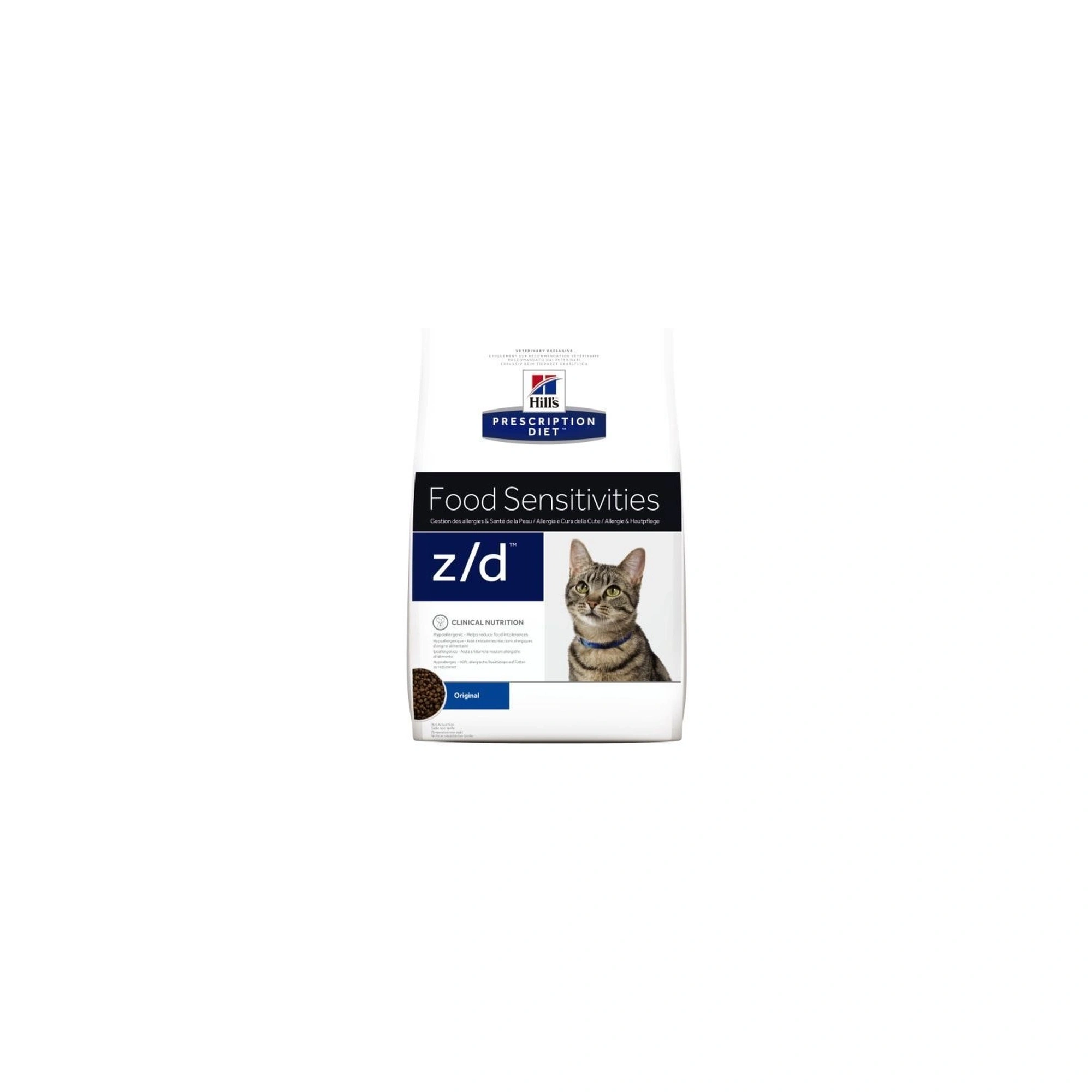 Hills Pescription Diet Feline Z/D 2 kg - táplálékallergia étredni kezelése, kimutatása eliminác