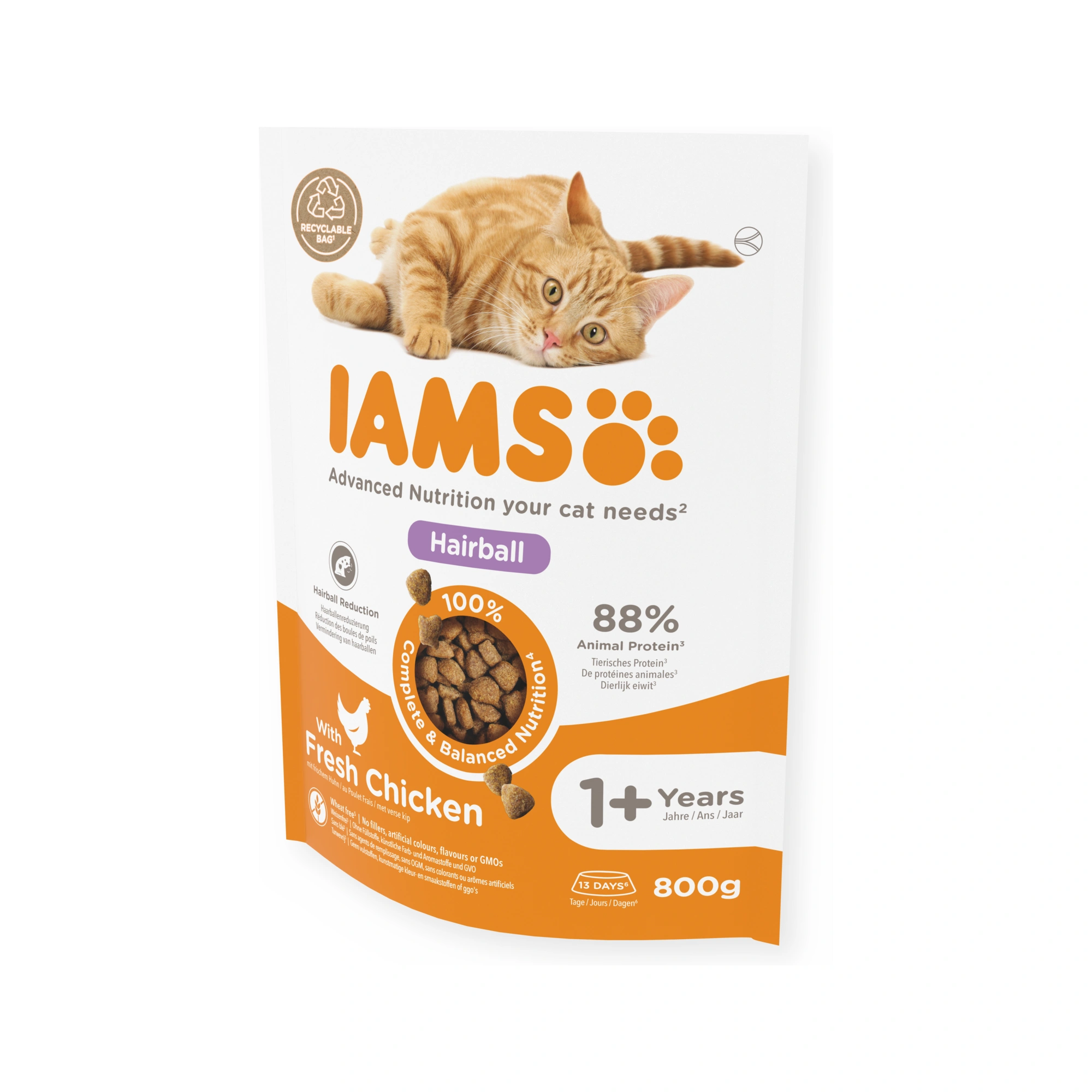 -Iams Cat Adult Hairball Control csirke 800gr