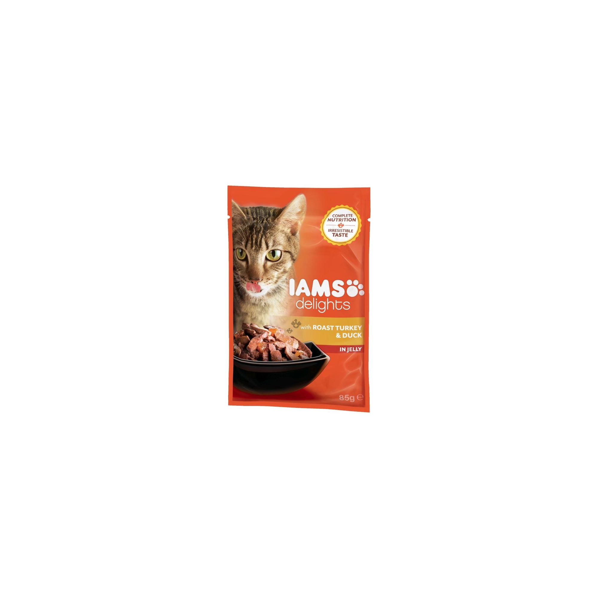 Iams Cat Delights Sült Pulykahús És Kacsahús Aszpikban nedves macskatáp 85g