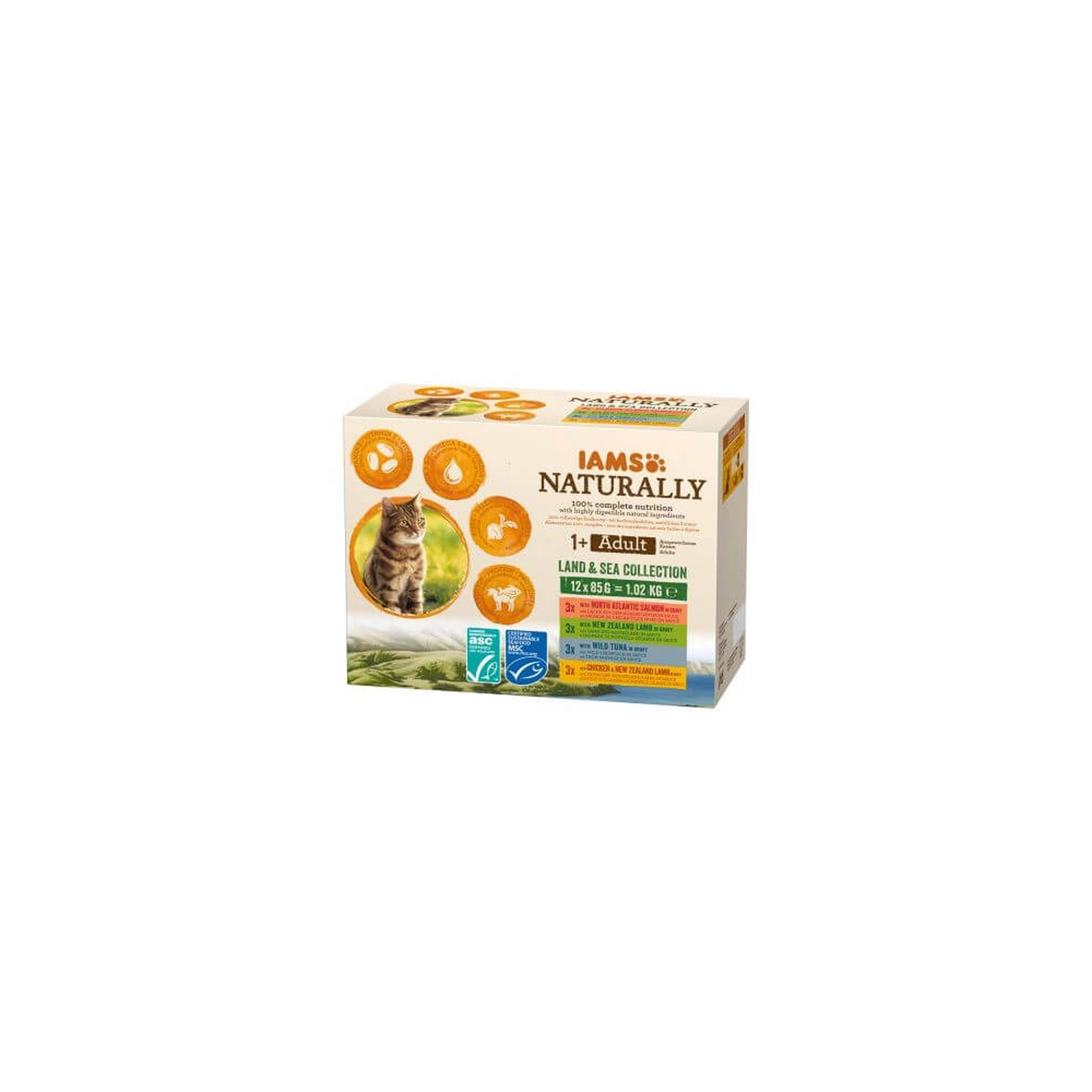 Iams Cat Naturally Senior Land & Sea 12*85gr
