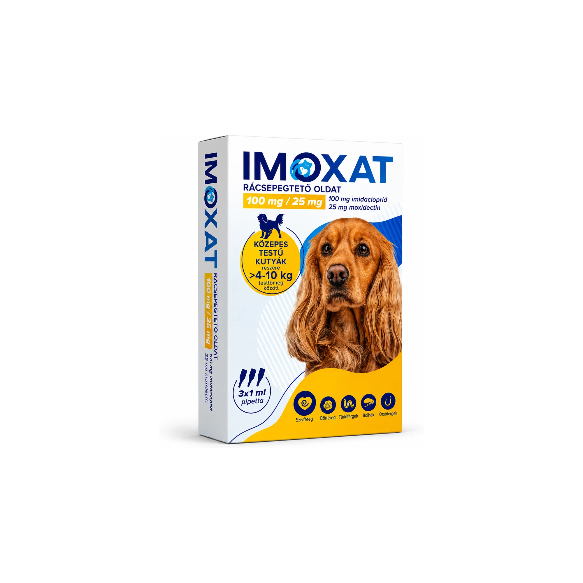 Imoxat 100 mg+25 mg közepes testű kutyáknak 4-10 kg 1 ml 3x
