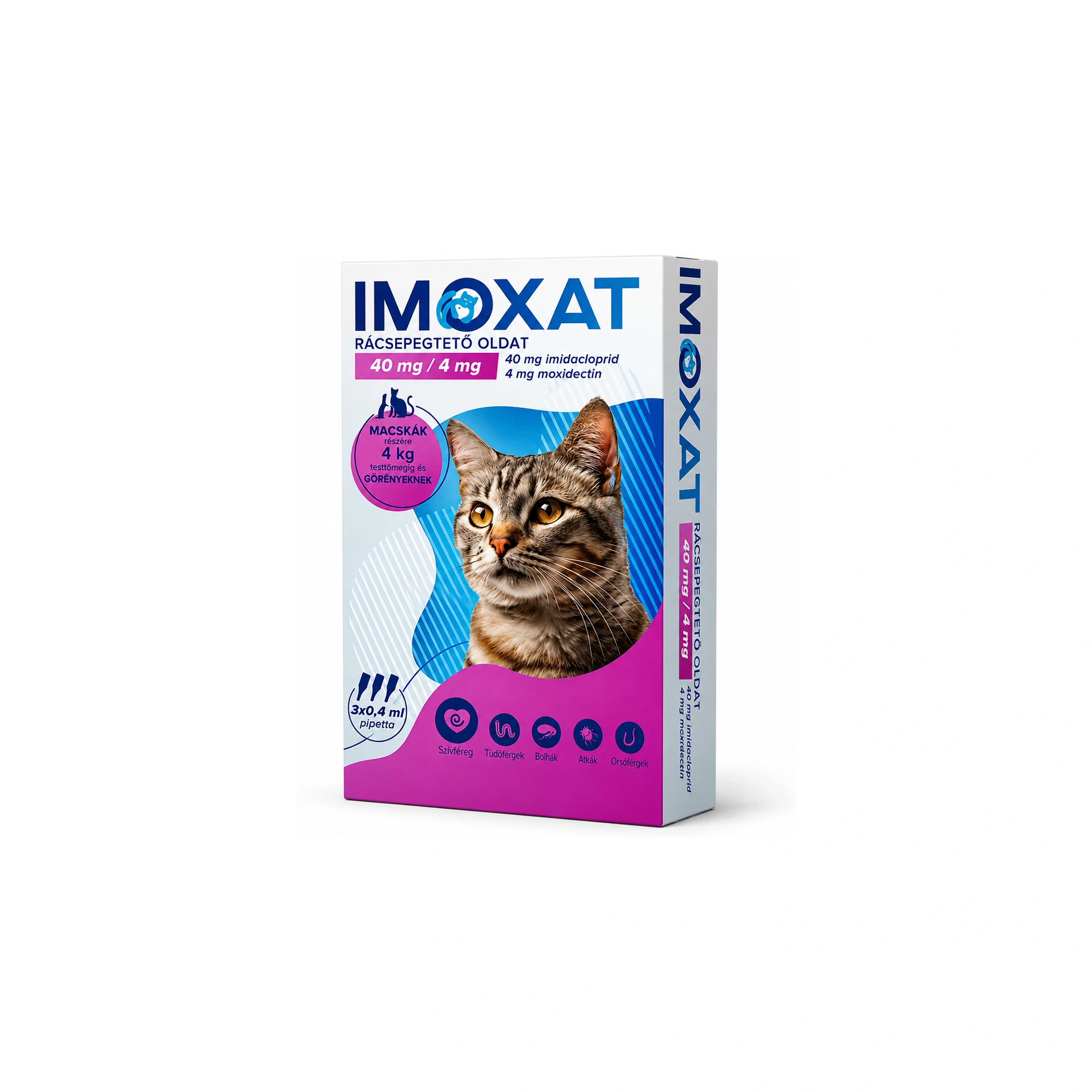 Imoxat 40 mg+4 mg kistestű macskáknak és vadászgörényeknek <4 kg 0,4 ml 3x