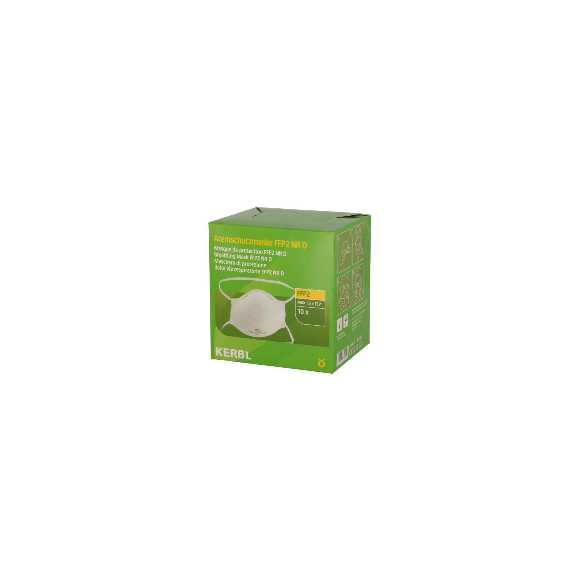 KERBL Finompor maszk, FFP2 NR D, szeleppel, 10 db/cs, display