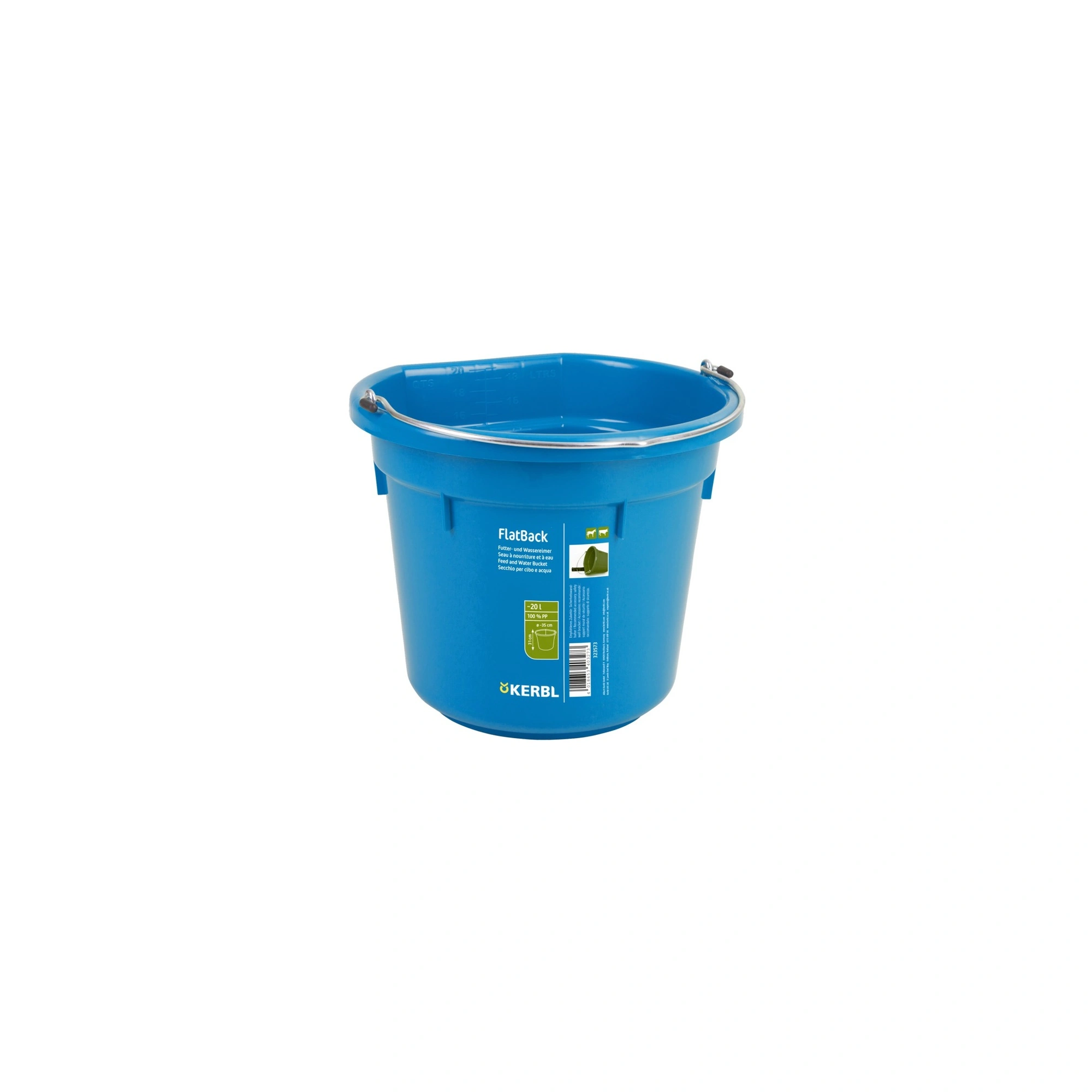 KERBL FlatBack, etető- és vizes vödör, királykék, 20 l