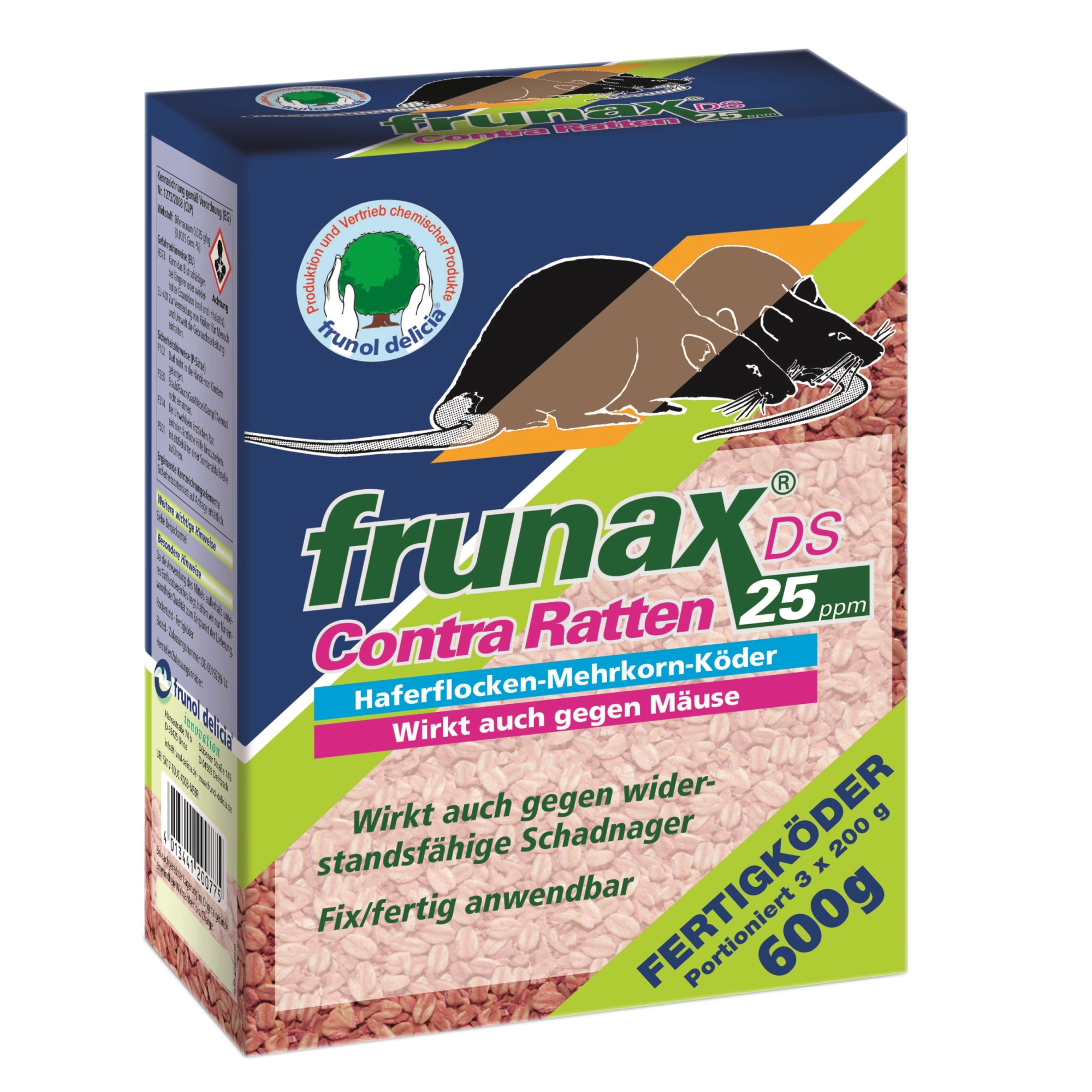 KERBL Frunax DS Contra patkányirtó szer, 25 ppm 3x200 g