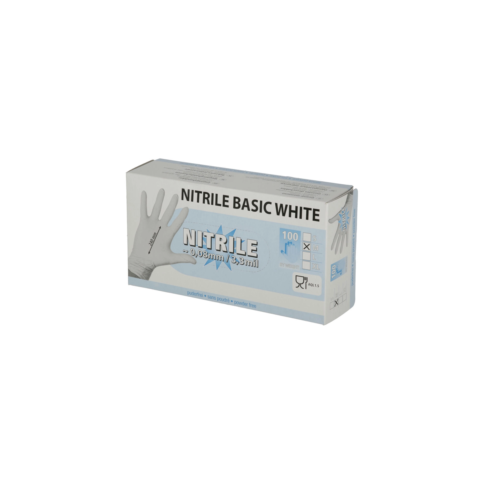 KERBL Kesztyű Eh Nitrile Púdermentes 240 Mm L 100 Db fehér