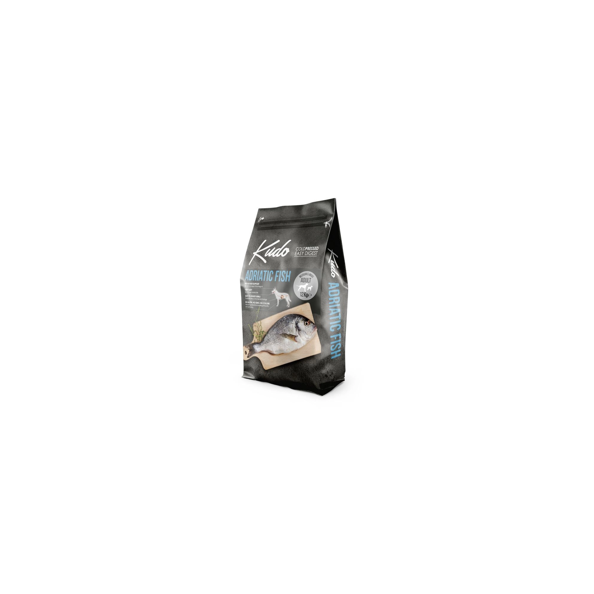 Kudo Low Grain Adult Adriatic Fish Medium/Maxi száraz kutyatáp adriai hal 12kg