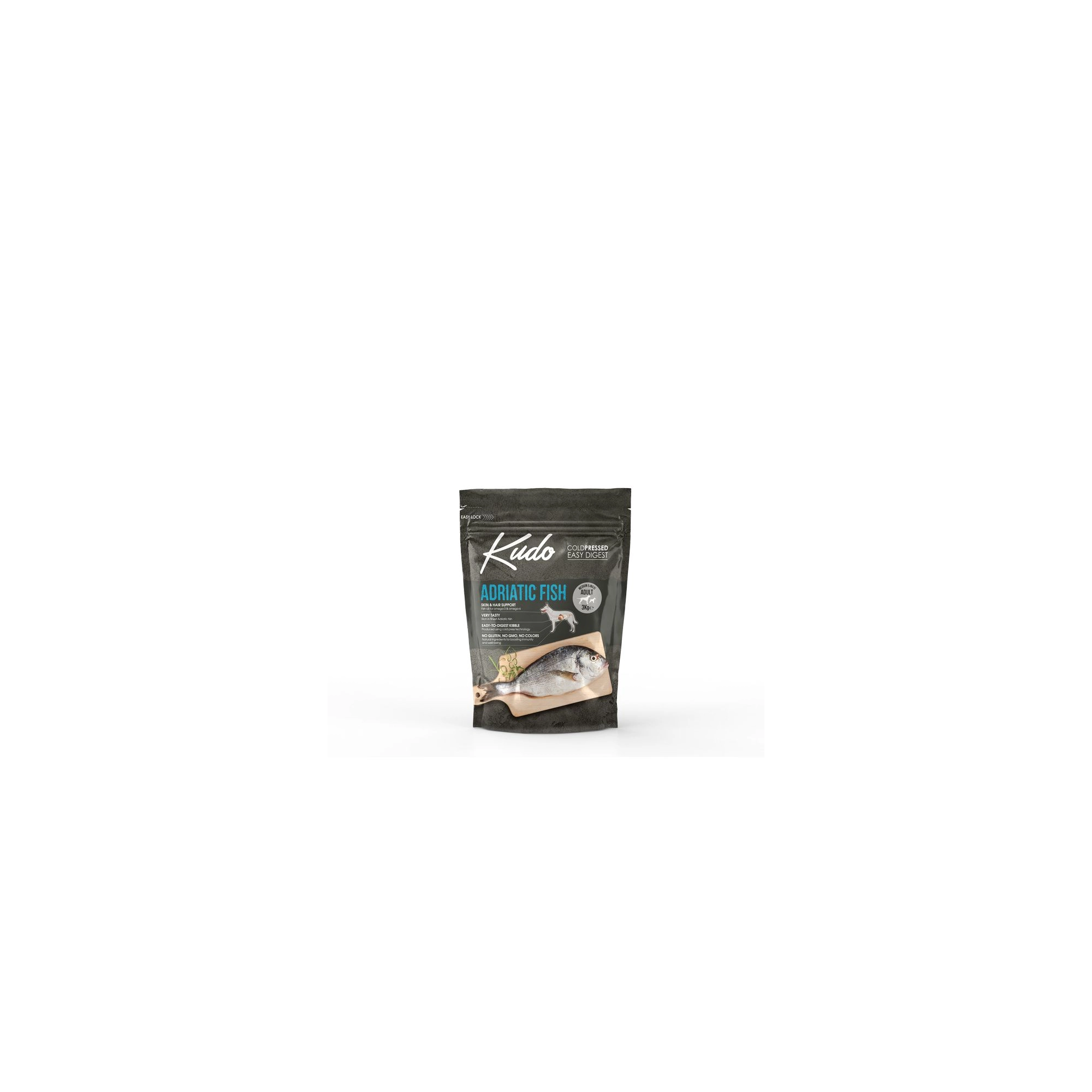 Kudo Low Grain Adult Adriatic Fish Medium/Maxi száraz kutyatáp adriai hal 3kg