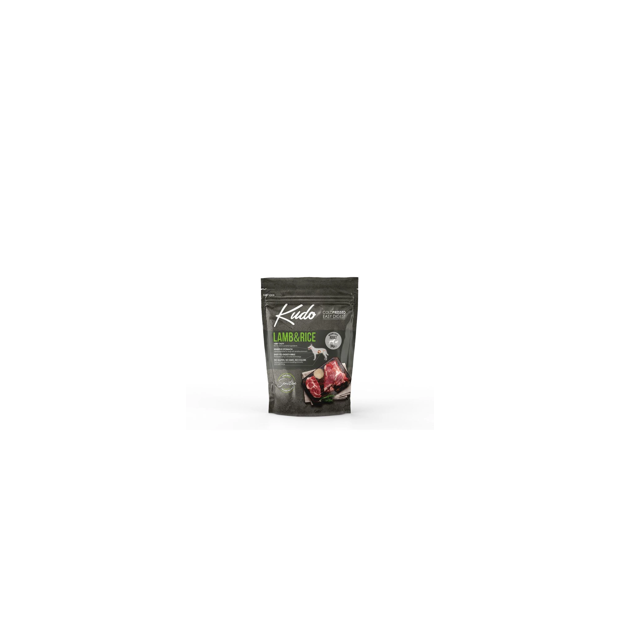 Kudo Low Grain Adult Lamb/Rice Medium/Maxi száraz kutyatáp bárány, rizs 3kg