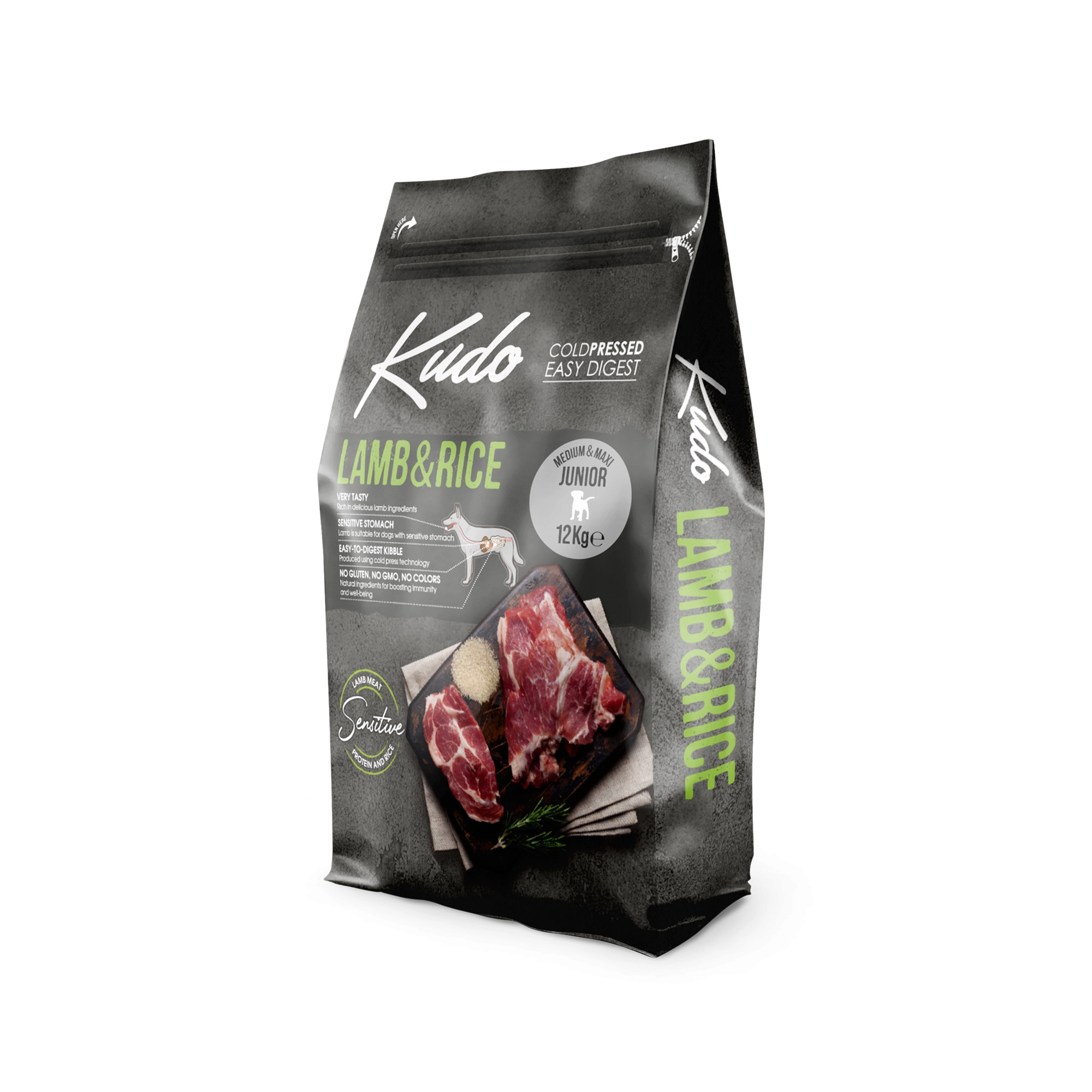 Kudo Low Grain Junior Lamb/Rice Medium/Maxi száraz kutyatáp bárány, rizs 12kg